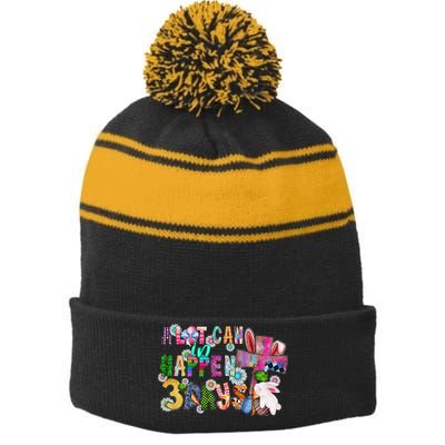 A Lot Can Happen In 3 Days Easter Religious Stripe Pom Pom Beanie