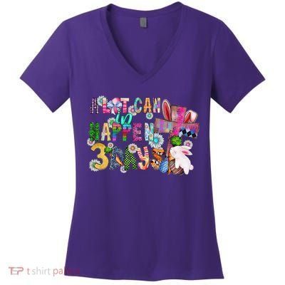 A Lot Can Happen In 3 Days Easter Religious Women's V-Neck T-Shirt