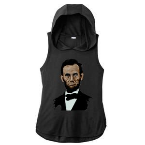 Abraham Lincoln Color Sketch Ladies PosiCharge Tri-Blend Wicking Draft Hoodie Tank