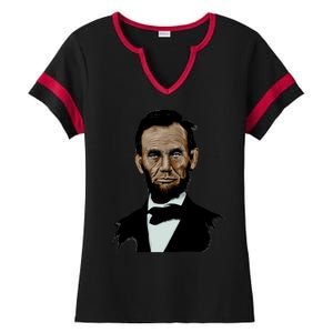 Abraham Lincoln Color Sketch Ladies Halftime Notch Neck Tee