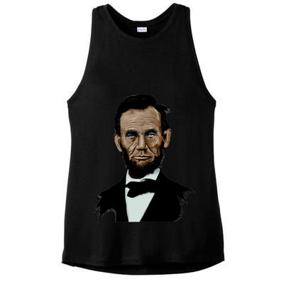 Abraham Lincoln Color Sketch Ladies PosiCharge Tri-Blend Wicking Tank
