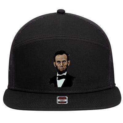 Abraham Lincoln Color Sketch 7 Panel Mesh Trucker Snapback Hat