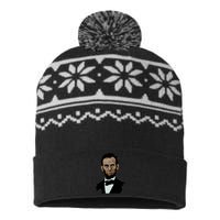 Abraham Lincoln Color Sketch USA-Made Snowflake Beanie