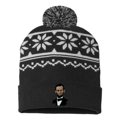 Abraham Lincoln Color Sketch USA-Made Snowflake Beanie