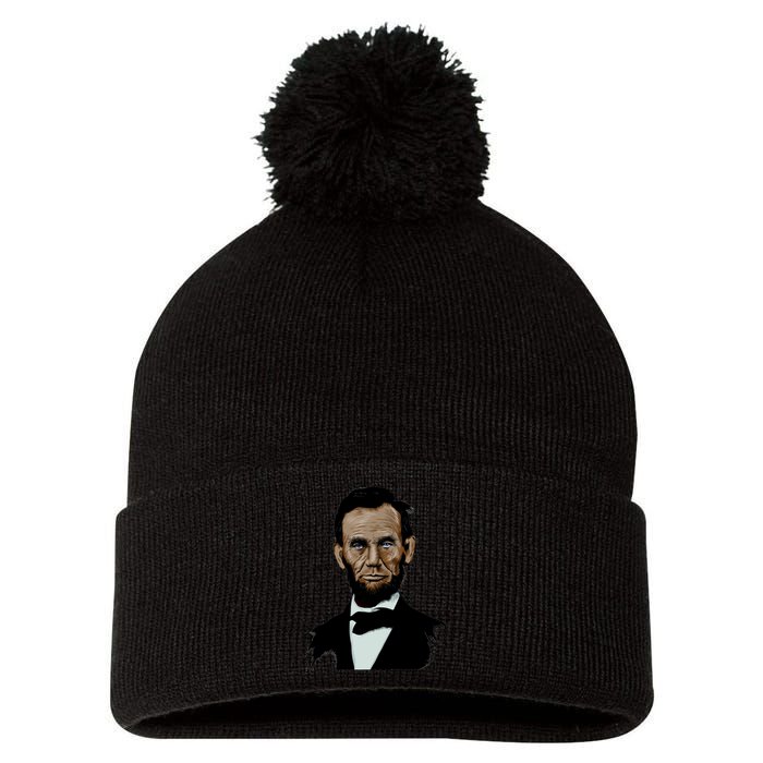 Abraham Lincoln Color Sketch Pom Pom 12in Knit Beanie