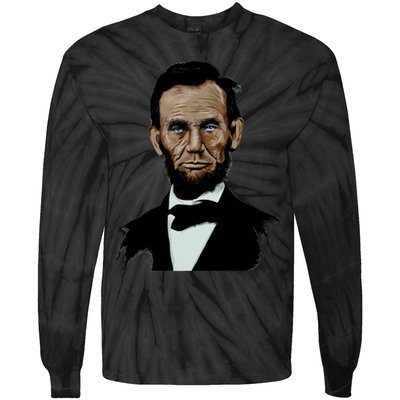 Abraham Lincoln Color Sketch Tie-Dye Long Sleeve Shirt