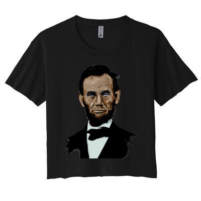 Abraham Lincoln Color Sketch Crop Top