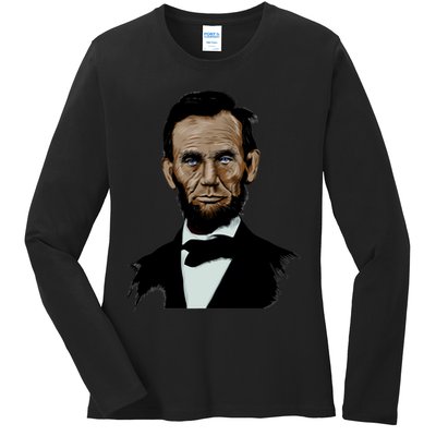 Abraham Lincoln Color Sketch Ladies Long Sleeve Shirt