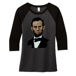 Abraham Lincoln Color Sketch Women's Tri-Blend 3/4-Sleeve Raglan Shirt