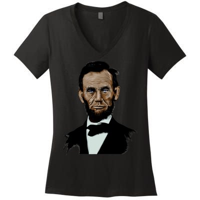 Abraham Lincoln Color Sketch Women's V-Neck T-Shirt