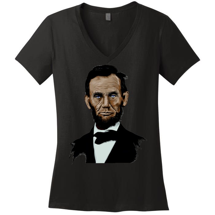 Abraham Lincoln Color Sketch Women's V-Neck T-Shirt