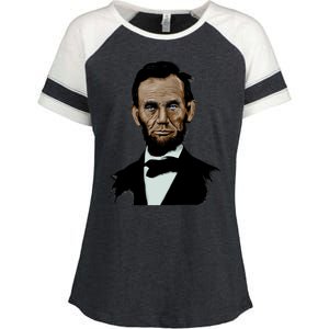 Abraham Lincoln Color Sketch Enza Ladies Jersey Colorblock Tee