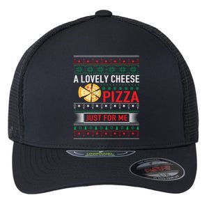 A Lovely Cheese Pizza Just For Me Ugly Christmas Flexfit Unipanel Trucker Cap