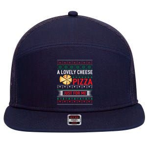 A Lovely Cheese Pizza Just For Me Ugly Christmas 7 Panel Mesh Trucker Snapback Hat