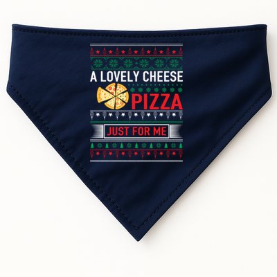 A Lovely Cheese Pizza Just For Me Ugly Christmas USA-Made Doggie Bandana