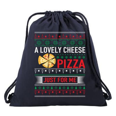 A Lovely Cheese Pizza Just For Me Ugly Christmas Drawstring Bag