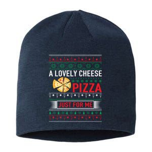 A Lovely Cheese Pizza Just For Me Ugly Christmas Sustainable Beanie