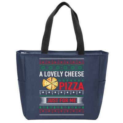 A Lovely Cheese Pizza Just For Me Ugly Christmas Zip Tote Bag