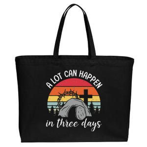 A Lot Can Happen In Three Days Easter Jesus Cotton Canvas Jumbo Tote