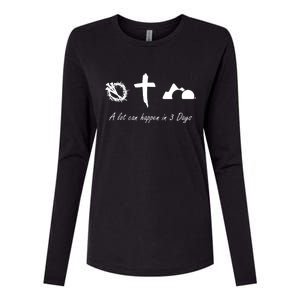 A Lot Can Happen In 3 Days Jesus Cross Easter Christian Womens Cotton Relaxed Long Sleeve T-Shirt