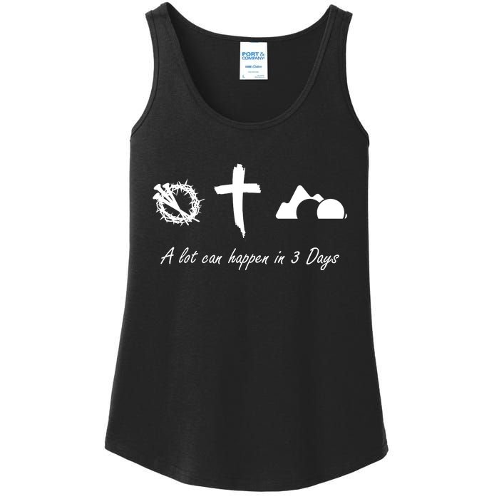 A Lot Can Happen In 3 Days Jesus Cross Easter Christian Ladies Essential Tank