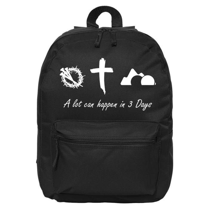 A Lot Can Happen In 3 Days Jesus Cross Easter Christian 16 in Basic Backpack