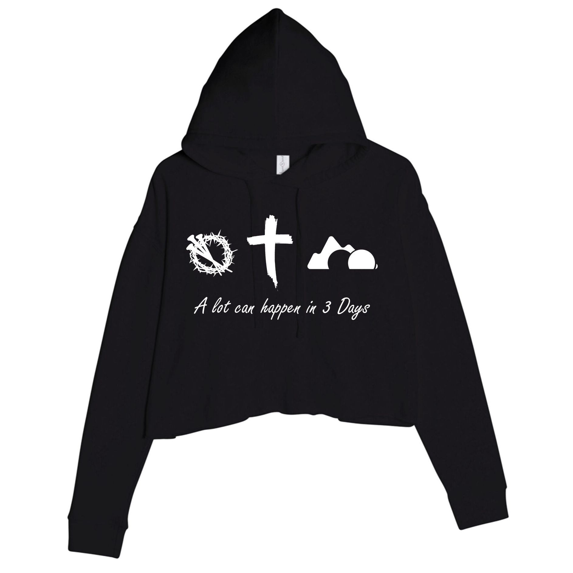 A Lot Can Happen In 3 Days Jesus Cross Easter Christian Crop Fleece Hoodie