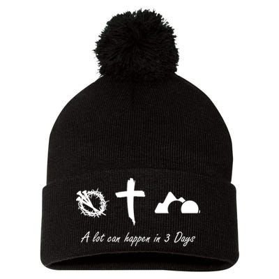 A Lot Can Happen In 3 Days Jesus Cross Easter Christian Pom Pom 12in Knit Beanie