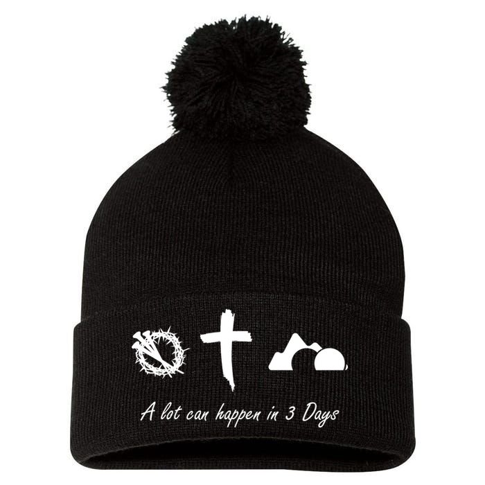 A Lot Can Happen In 3 Days Jesus Cross Easter Christian Pom Pom 12in Knit Beanie