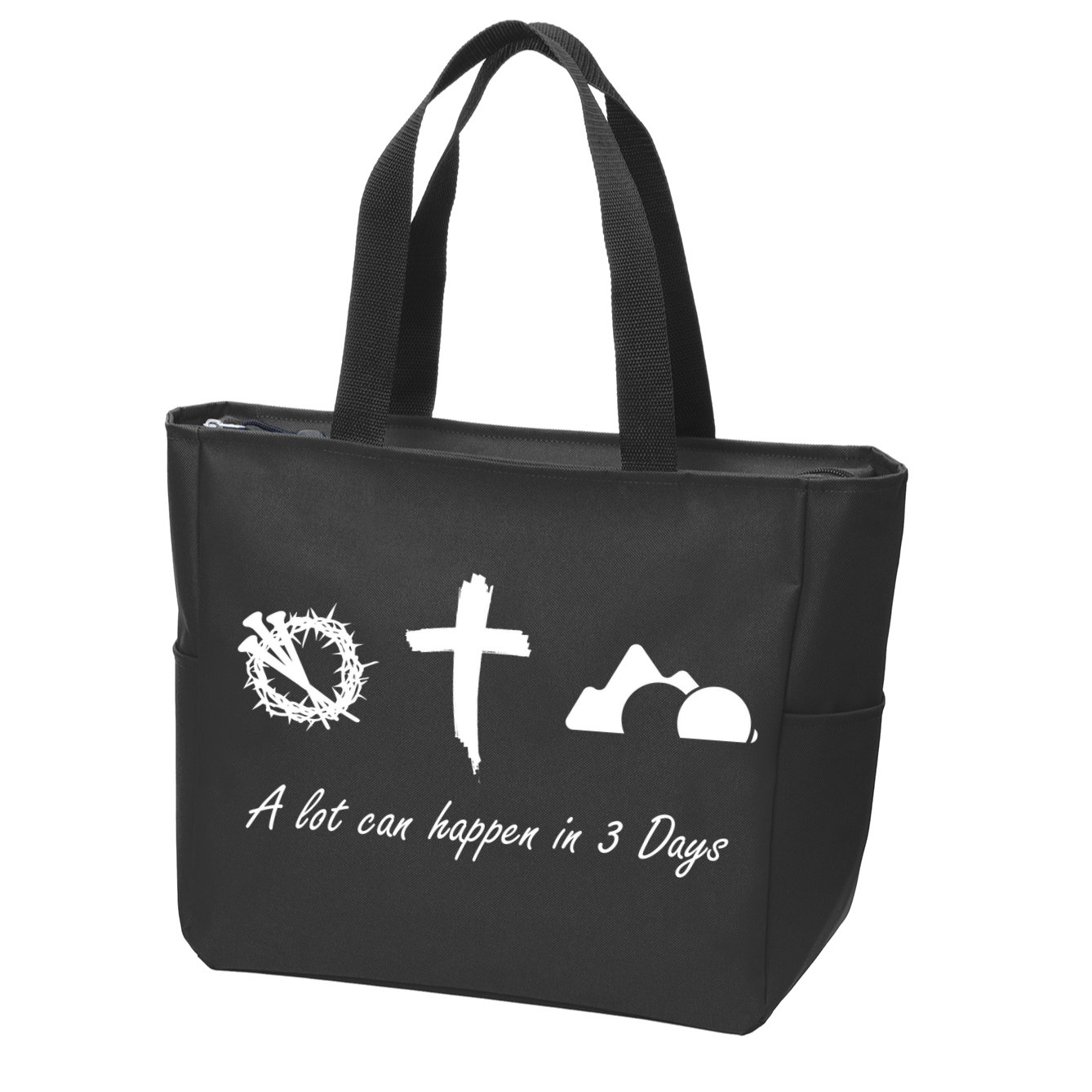 A Lot Can Happen In 3 Days Jesus Cross Easter Christian Zip Tote Bag