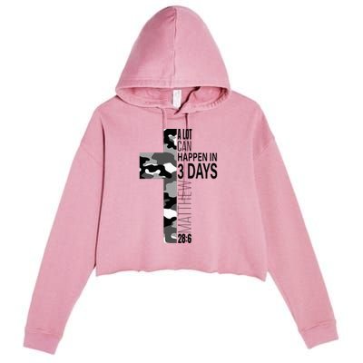 A Lot Can Happen In 3 Days Christian Easter Cross Crop Fleece Hoodie