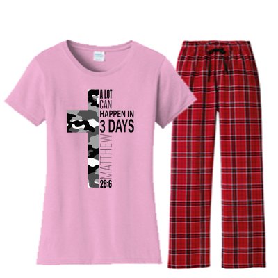 A Lot Can Happen In 3 Days Christian Easter Cross Women's Flannel Pajama Set