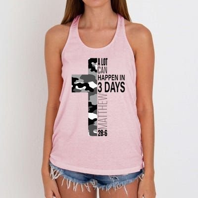 A Lot Can Happen In 3 Days Christian Easter Cross Women's Knotted Racerback Tank