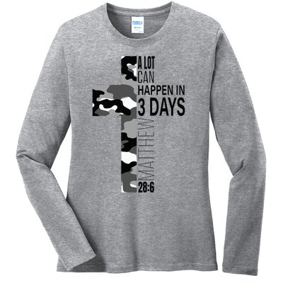 A Lot Can Happen In 3 Days Christian Easter Cross Ladies Long Sleeve Shirt