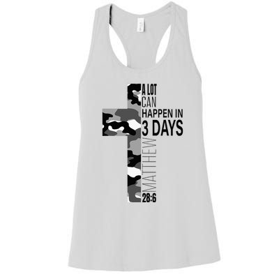 A Lot Can Happen In 3 Days Christian Easter Cross Women's Racerback Tank