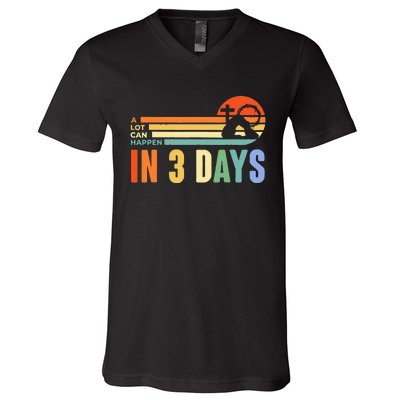 A Lot Can Happen In 3 Days Retro Vintage Sunset V-Neck T-Shirt