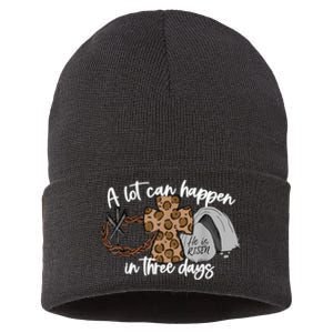 A Lot Can Happen In Three Days Women Men Christian Easter Sustainable Knit Beanie