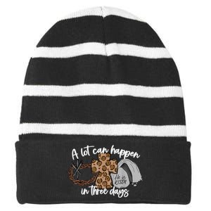 A Lot Can Happen In Three Days Women Men Christian Easter Striped Beanie with Solid Band