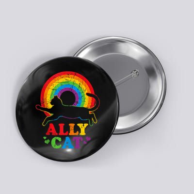 Allycat Lgbt Cat With Ally Pride Rainbow Button