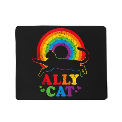 Allycat Lgbt Cat With Ally Pride Rainbow Mousepad