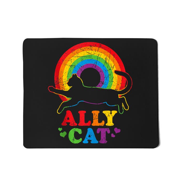 Allycat Lgbt Cat With Ally Pride Rainbow Mousepad