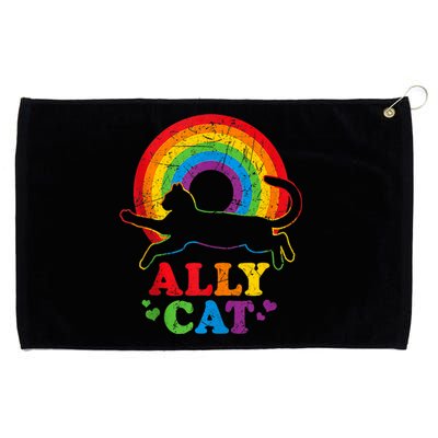 Allycat Lgbt Cat With Ally Pride Rainbow Grommeted Golf Towel