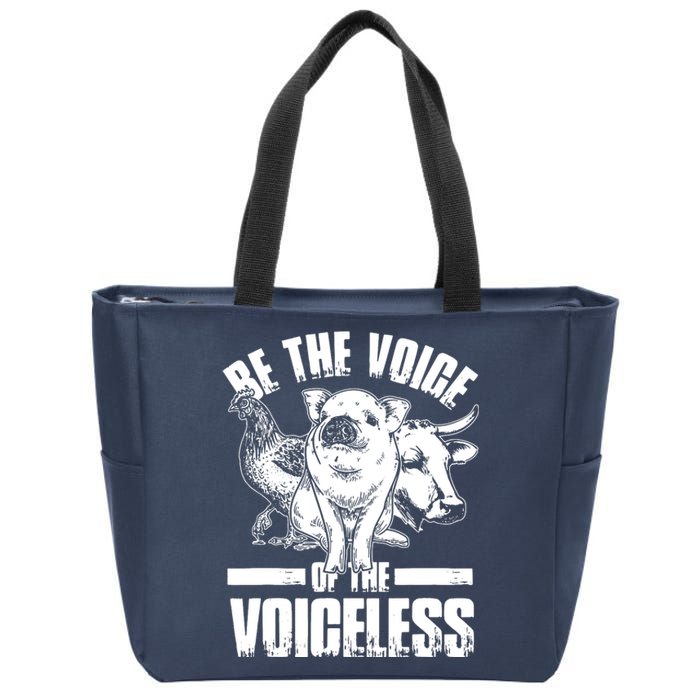 Animal Lover Chicken Pig Cow Vegan Zip Tote Bag