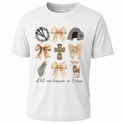 A Lot Can Happen in Three Days Coquette Bow Christian Easter  Cooling Performance Crew T-Shirt