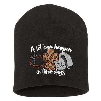 A Lot Can Happen In Three Days Women Christian Easter Short Acrylic Beanie