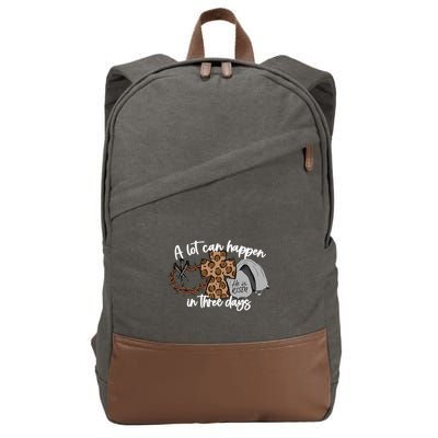A Lot Can Happen In Three Days Women Christian Easter Cotton Canvas Backpack