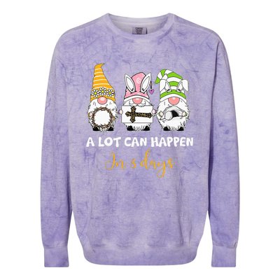 A lot can happen in 3 days easter jesus gnomes christian Colorblast Crewneck Sweatshirt