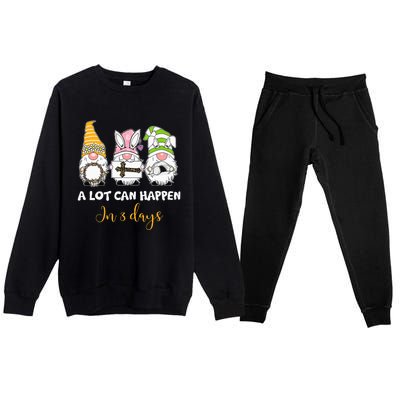 A lot can happen in 3 days easter jesus gnomes christian Premium Crewneck Sweatsuit Set