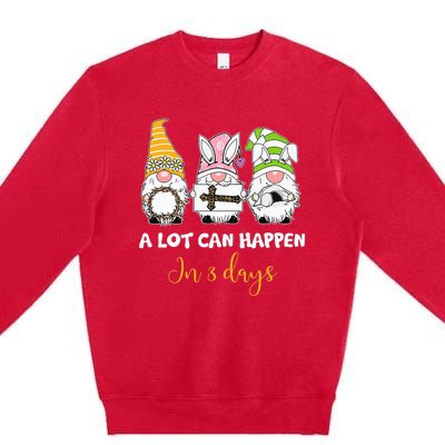 A lot can happen in 3 days easter jesus gnomes christian Premium Crewneck Sweatshirt