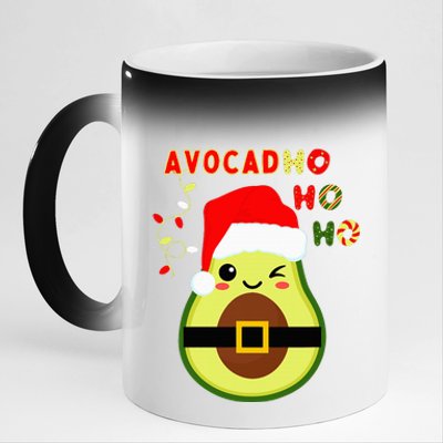 Avocado Lover Christmas Santa Ho Ho Ho Vegan Vegetarian Pun 11oz Black Color Changing Mug